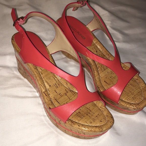 Donald J. Pliner Shoes - Donald J Pliner Delon-2 Salmon Pink Leather Strappy Wedge Sandal